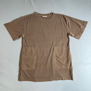 Double Zero Brown Faded Wash Short Sleeve Pocket T-Shirt Spicy Small